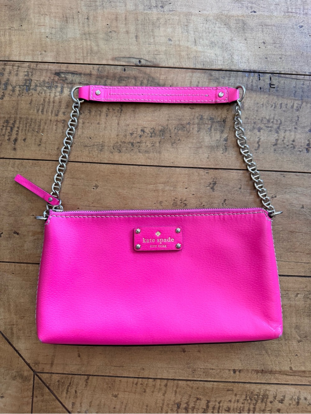 kate spade Hot Pink clutch with Gold Chain Strap